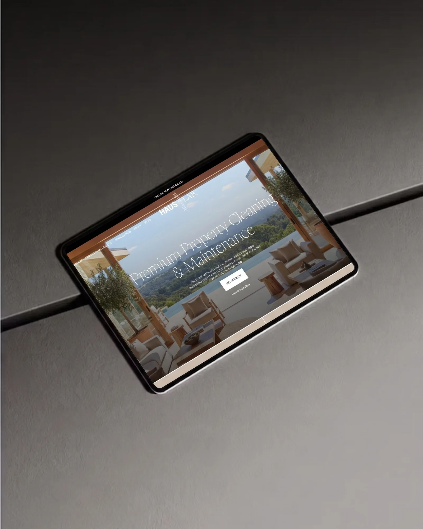 Haus Lab website on a tablet